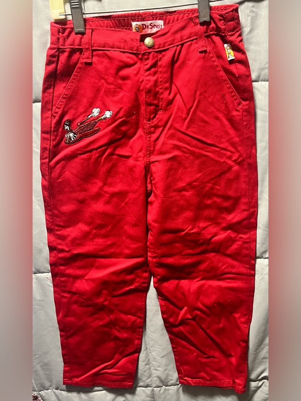 Vintage 1994 Dr. Seuss Cat in the Hat Embroidered Red Pants Size 7 Rare